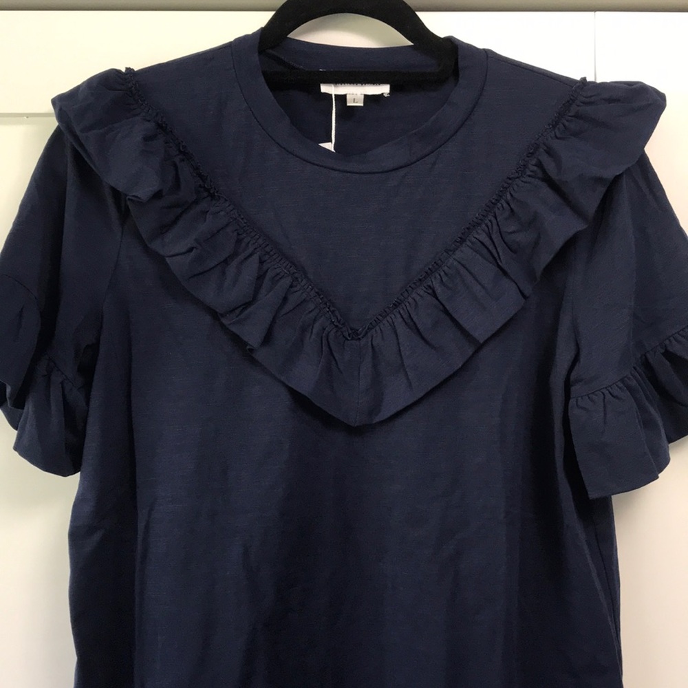 Darling Navy Ruffle Top - Picture 2 of 8